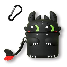 Silicone Protective Case for Airpods: AIYAAIYA 3D Cartoon Cute Night Evil Creative Appearance Kawaii Fun Waterproof Shockproof for Airpod Wireless Headset Charging Box Cover with Keychain