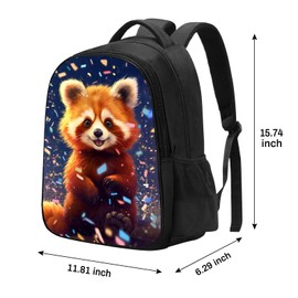 SARA NELL Red Panda Backpack Cute Happy Animal School Book Bag, Kawaii Panda Children Bookbags for Elementary Primary Boys Girls, 16 Inches Bookbag with 2 Main Compartments