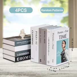 Beciway 4-Pack Aesthetic Faux Decorative Books, Storage Box for Coffee Table, Bookshelf, Home Decor & Keepsake Organizer