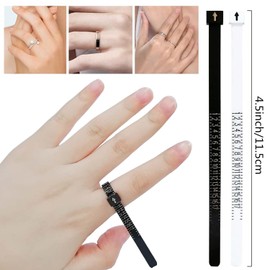 2 PCS Ring Size Ruler,Ring Sizer Measuring Tool Set Reusable Finger Size Gauge Measure Tool Jewelry Ring Sizing Tools,1-17 US Size Plastic Rings Size Tool for Jewelry Marking (Black&White),