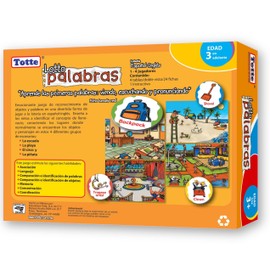 Totte Lotería Infantil | 3 Divertidas Maneras de Jugar | Español-Inglés con Piezas Grandes, Gruesas y Durables | Diseñado para Uso Infantil | Didácticamente Divertido (Palabras)