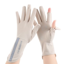 UV Protection Gloves, Women's, Summer, Fingerless, Two-Finger Gloves, UPF 50+, Sun Protection, Driving Gloves, Anti-Slip, Breathable, Quick Drying, Thin Gloves, Smartphone Compatible, UV Gloves, 2-Way