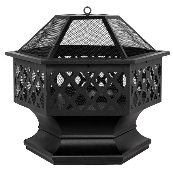 Outdoor Fire Pit Fireplace Portable Firepit Iron Brazier Wood Burning