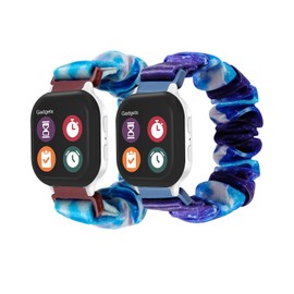 NewJourney Scrunchie Band Compatible with Gizmo Watch 3/2/1 & Gabb Watch 3/2/1 & SyncUP Kids Watch, Cute Printed Stretchy Solo Loop Band Replacement, Easy to Take on and off (Starry Blue+Blue Pink)