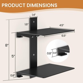 Fun Memories Invisible Floating Bookshelves for Wall, 4 Tier Vertical Spine Book Tower, Heavy Duty Floating Book Shelves Metal Book Organizers for Home Office, 2 Pack, Black