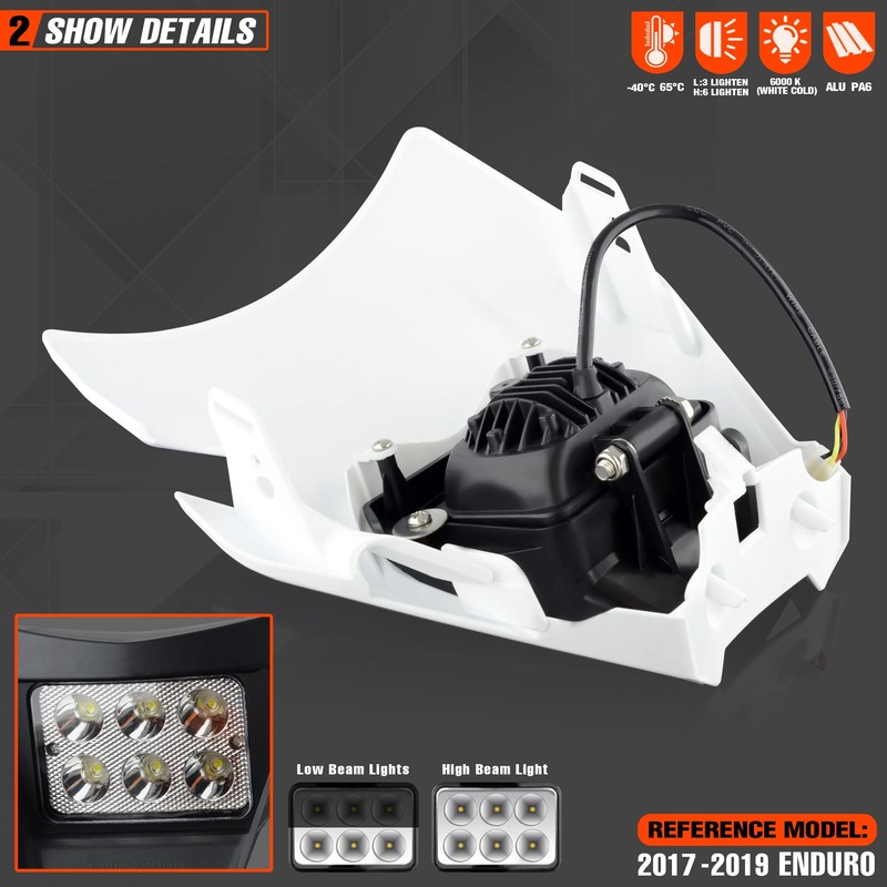 fewfuss Dirt Bike Led Headlight, Motorcycle Enduro Headlight Kit for