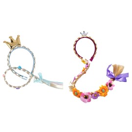 Pack of 2 Girls' Wigs, Hair Rope, Princess Braid, Hair Band, Braid, Princess Wigs, Braid, Children's Rapunzel Accessories for Girls and Children