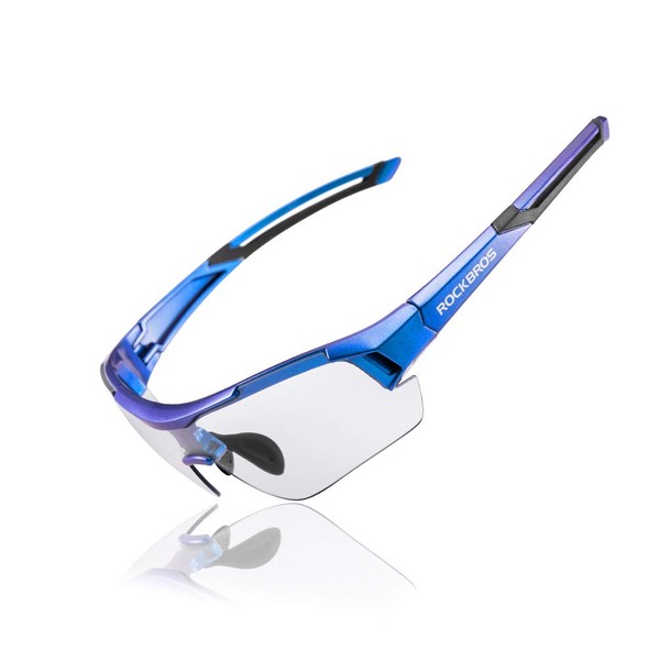 ROCKBROS Cycling Sunglasses Photochromic Bike Glasses for Men Women Sports Adjustable, Lightweight, Shatterproof Goggles UV Protection, Purple Blue