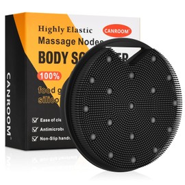 Canroom - Depurador corporal de silicona con nodos de masaje rígidos e infundidos de zinc, exfoliante de esponja de silicona resistente para drenaje linfático, celulitis, circulación sanguínea, color