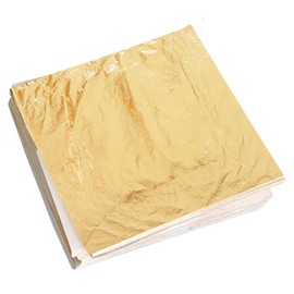 Beavorty 100pcs Gold Foil Paper for Crafts Colorful Imitation Foil Sheets Decorative Art Supplies 2 Styles