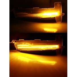 iJDMTOY Semi-Clear Lens Full LED Strip Dynamic Sequential Blink/Flow Side Mirror Turn Signal Light Assembly Kit Compatible with Volvo 2014-2017 XC60