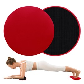 2Pack Gliding Discs, Dual Sided Core Sliders Core Sliding Discs Exercise Slider Ultimate Core Trainer Gym Home Abdominal Total Body Workout Gliders Gym Use on Carpet Hard Floor for Women Men (Red)