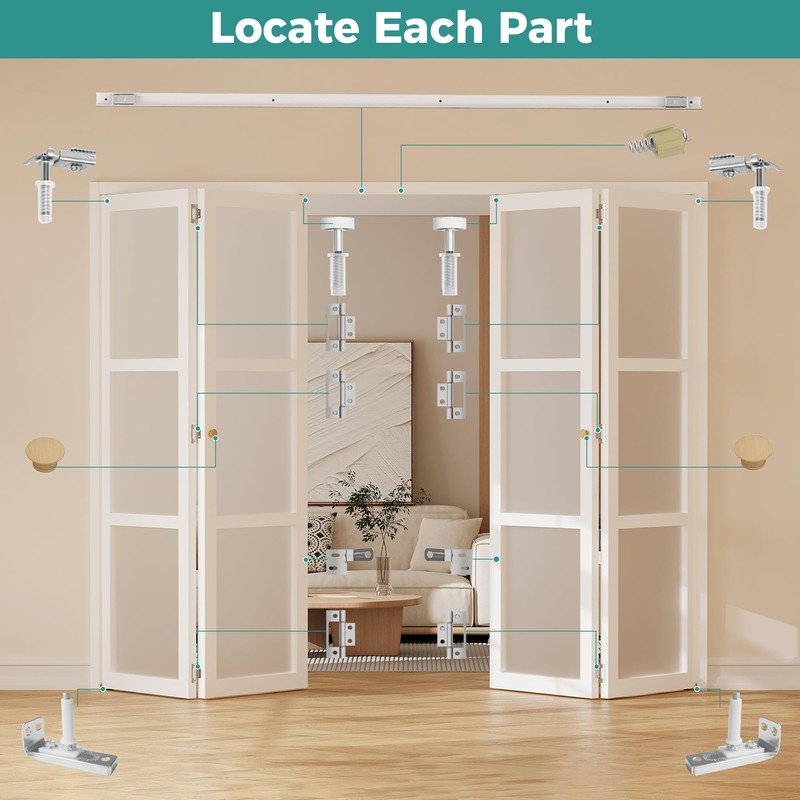 Closet Bifold Door Hardware & 2 x 36" Track Kit,
