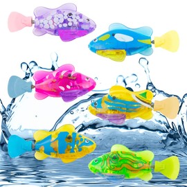 Afenau Pack of 6 Robot Fish, Electronic Fish, Robo Fish for Children, Floating Fish with Luminous, Fish Bath Toy Electric, Fish Toy for Children Bathtub Robo Fish