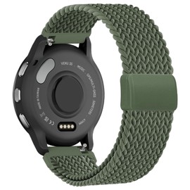 EverAct 22mm Magnetic Braided Nylon Band Compatible with Garmin Vivoactive 4/Venu 3/Venu 2, Elastic Loop Soft Stretchy Wristband Strap Replacement for Forerunner 265/255/255 Music Men Women