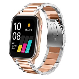 Compatible for UMIDIGI Uwatch 5 Band, Giaogor Quick Release Stainless Steel Metal Replacement Straps Compatible with UMIDIGI Smart Watches Uwatch 5 2021 (SIlver+Rose Gold)