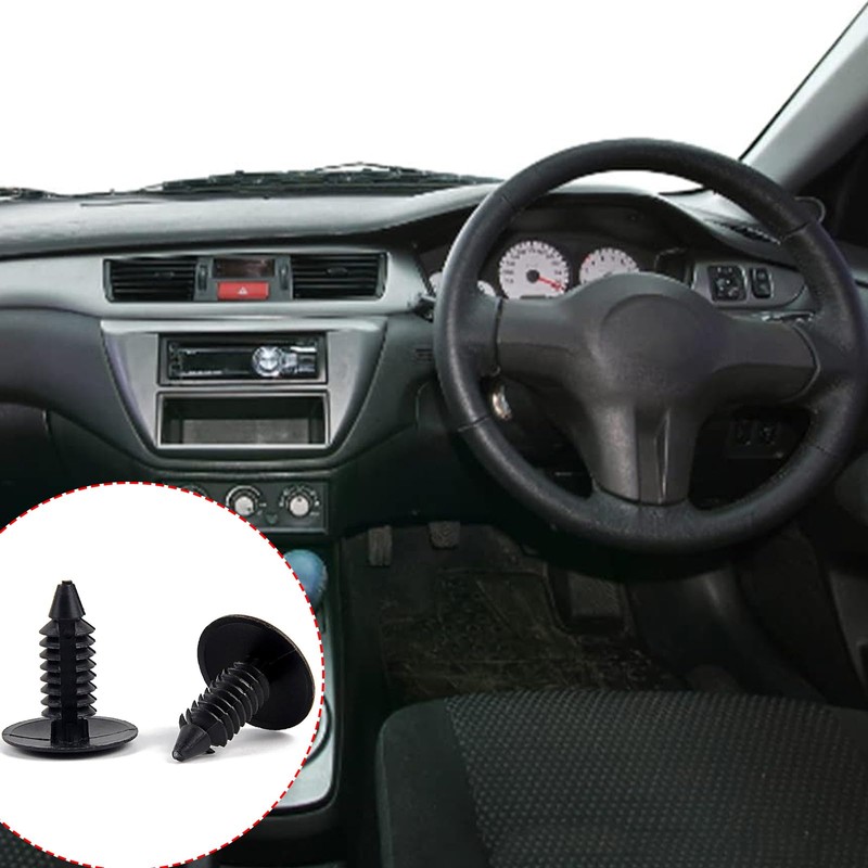 TZMJ 100 Pcs Black Plastic Car Retainer Clips, Round Head