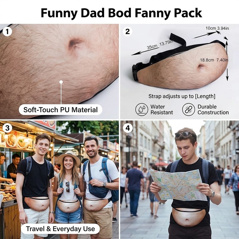 Funny Dad Bod Fanny Pack for Men & Women –
