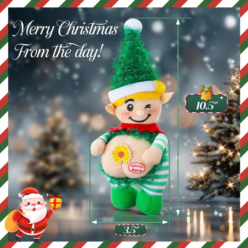 Ceoighe Musical Green Elf Christmas Ornament, Funny Sounding Christmas Tree