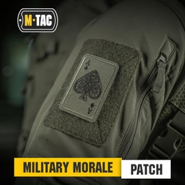 M-Tac Ace of Spades Embroidered Patch Death Card - Tactical Morale Patch for Military Gear - Army Combat Hook and Loop Patches (Ranger Green)