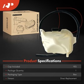 A-Premium Engine Coolant Overflow Recovery Reservoir Tank with Cap Compatible with Chrysler Sebring 1996-2000, Cirrus 1995-2000 & Dodge Stratus 1995-2000, 2.5L