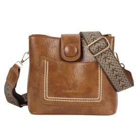 LABANCA Women Vegan Leather Crossbody Bag Hobo Purse Shoulder Bags with Guitar Strap, Brown