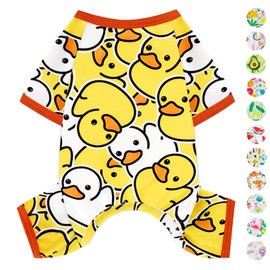 Dog Pajamas Pjs Spring Summer Dog Clothes for Small Dogs Girl - Boy - Small Size Dogs, Soft Stretchy Cute Puppy Clothes Doggie Onesies Cat Pet Jammies Outfit (Duck Yellow, X-Small)