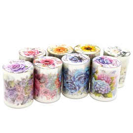 SONGER 8 Rolls Floral PET Tape,Pre-Cut Flowers Decorative Tape Flower Stickers for Journaling and Scrapbooking, Sunflower Rose Hydrangea Corn Poppy Decorative Masking Tape for Arts, DIY Craft