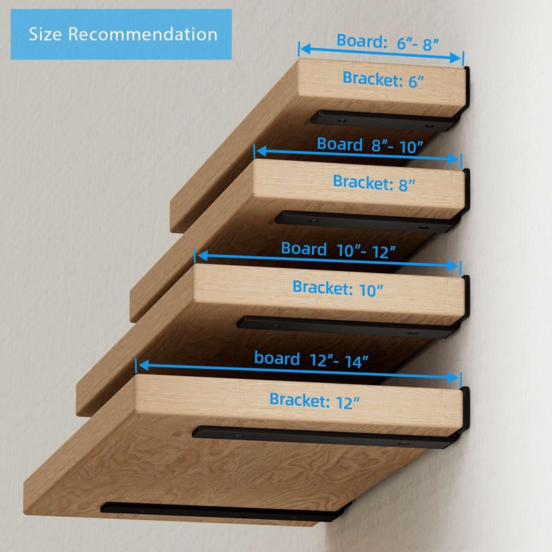 Shelf Brackets Floating Shlef Brackets 12-Inch 6-Packs, 1/5-Inch Thick Heavy