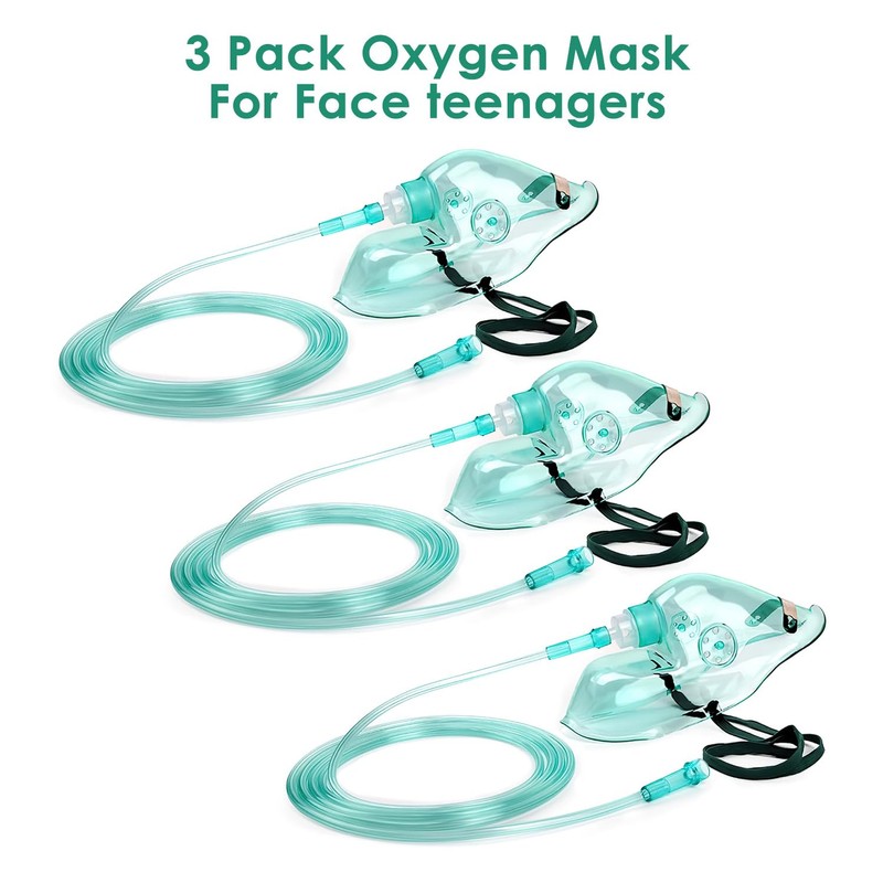Agooteam 3 Pack Oxygen Mask for Adult Face with 7'