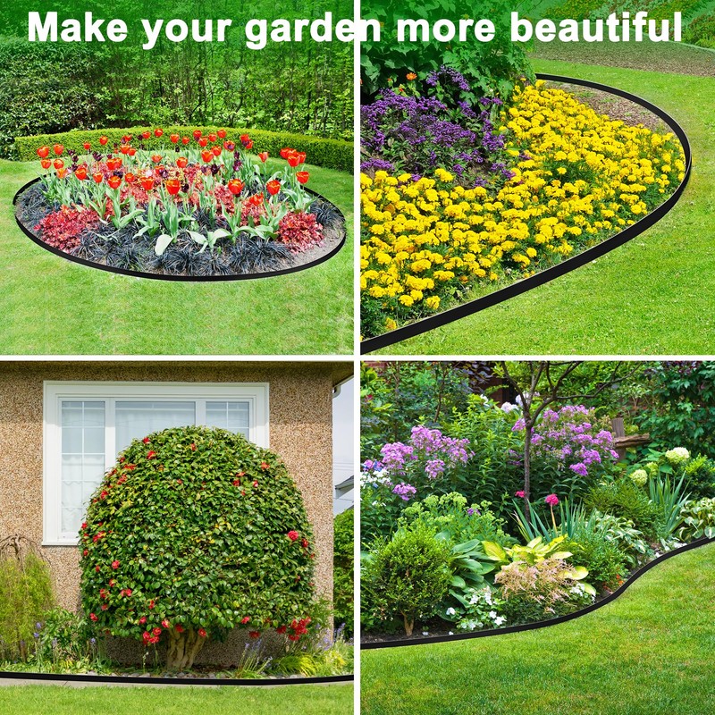 1.5 Inch x 200FT Garden Edging Border,Landscaping with 240pcs Spikes
