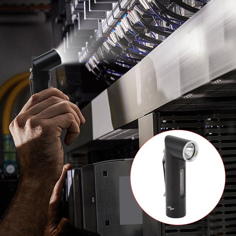 Mini Flashlight 90 Degree Tiltable Head LED Flashlight Magnetic Rechargeable