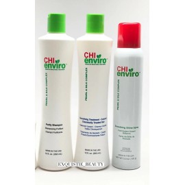 CHI enviro Smoothing treatment kit colored chemically Hair SPRAY,ShAmpoo