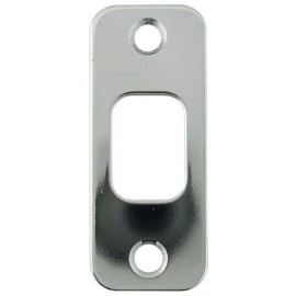 Stone Harbor Hardware Round Corner Deadbolt Strike Plate, 1-1/8" x 2-3/4", 2-1/8" Center-to-Center, Polished Chrome