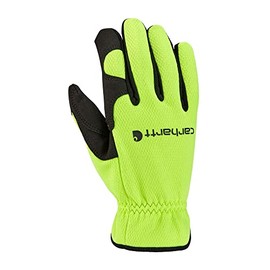 Carhartt Mens High Dexterity Open Cuff Cold Weather Gloves, Hi-Vis Lime Green, Large