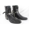 Men Biker Silver Metal Chain Pair Black Boot Straps Native