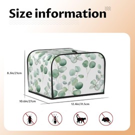 YPPAHHHH Toaster Cover 4 Slice Green Eucalyptus Leaves Toaster Cover Waterproof Kitchen Small Appliance Covers Microwave Oven Dust-Proof Bread Cover, Women Gift