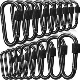 Blulu 30 Pack D Ring Shape Clip with Screw Gate Aluminum D Ring Key Rings 3.06 Inch Snap Hook for Hanging Water Bottles, Keychains, Attaching Dog Leashes, Hanging Purses(Black)