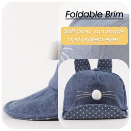 Peecabe Baby Baseball Cap Toddler Infant Boys Girls Sun Hat Cute Animals Breathable Cap (Navy Rabbit, 3-12 Months)