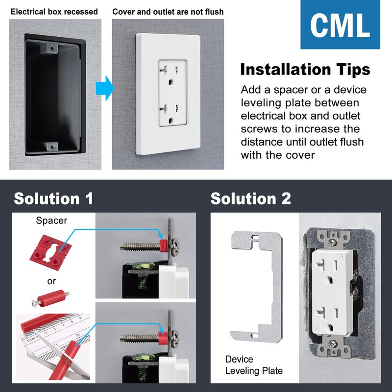 CML Matte White Decorator Screwless Wall Plate, 8 Pack 1-Gang