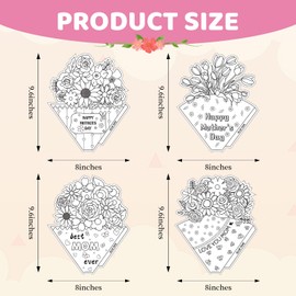 Sonsuzllik Color Your Own Mothers Day Paper Flower Bouquet Crafts 24 Pcs Kids Arts and Crafts Paint Your Own Happy Mother's Day DIY Crafts Flower Bouquet Card Fun School Activities