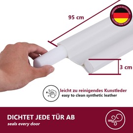 HOOZ Draught Excluder for Doors, PU Leather Door Seal, Draught Excluder with Double Seal, Cut to Size Door Draught Excluder, Wind Stopper and Door Air Stopper (White, Pack of 1)