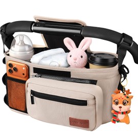 Universal Stroller Organizer with Cup Holder: Non Slip Strap Stroller Caddy