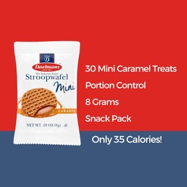 Stroopwafel Caramel Mini. The Original Dutch Waffle Cookies. Individually Wrapped for Freshness, Made in Holland. 30 Count (0.28 Oz).