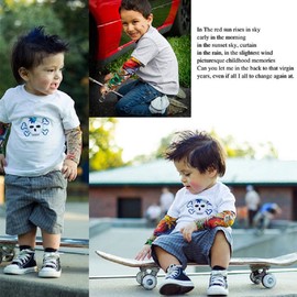 6pcs Temporary Tattoo Sleeve for Kids Boy Girls, Fake Slip on Arm Sunscreen Sleeves for Outdoor Sports Riding Cycling, A