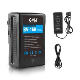 GVM 160Wh(10400mAh) V Mount/V-Lock Battery, Rechargeable Li-ion Battery with D-Tap Output Charger and D-Tap Cable Compatible with Video Broadcast Camera Camcorder LED Light BV 160