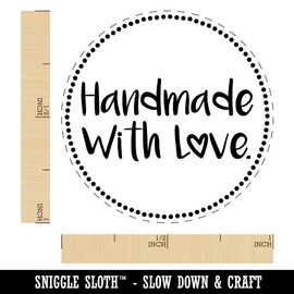 Handmade with Love Heart Dotted Circle Rubber Stamp for Stamping Crafting Planners - 1 Inch Medium