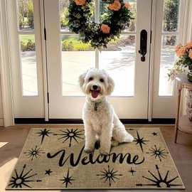 Door Mat Home Mats for Front Doors Welcome Door Mats Indoor Outdoor Entrance Mat with Non-Slip Backing Housewarming Gifts for Family Friends Retro Star Porch Hallway Floor Rugs Home Decor 16.9"x29.9"