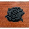 Black Rose Bud Flower Plants Embroidered Iron On Patch 2.75x3"