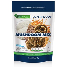 Mushroom Mix en Polvo 80g Concentracin Estrs Energa  Con Hongo Melena de Leon hongo Reishi, Cordyceps, Chaga, Maitake, Shiitake y Cola de Pavo...     